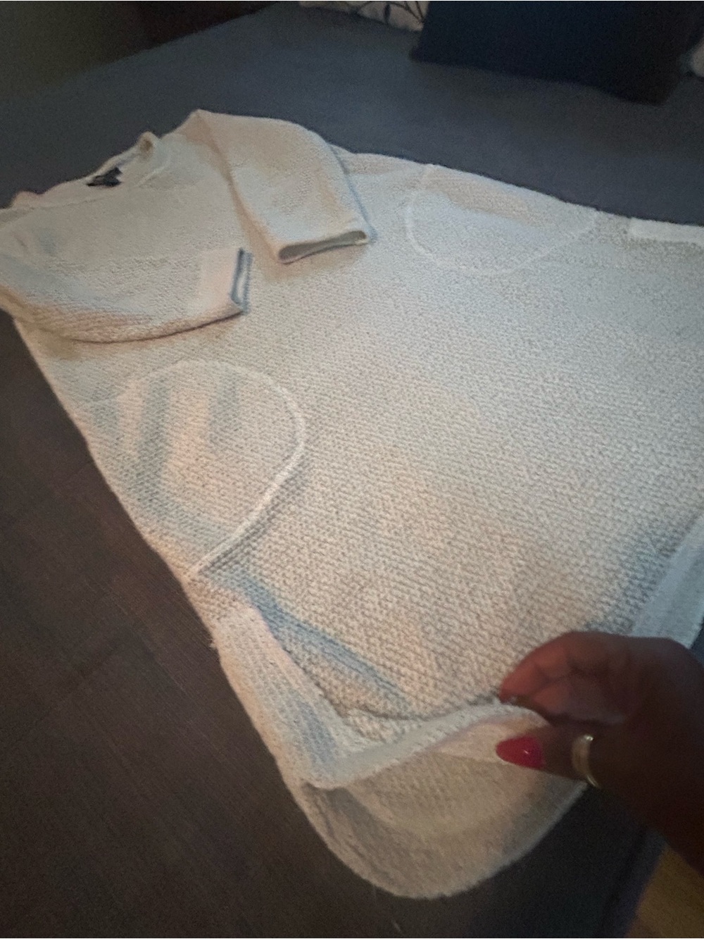 Robert Louis Cream Textured Crew-Neck Sweater Dress